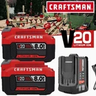 2PACK 20Volt For Craftsman V20 8.0Ah Li-ion Battery CMCB204 CMCB202 /Charger