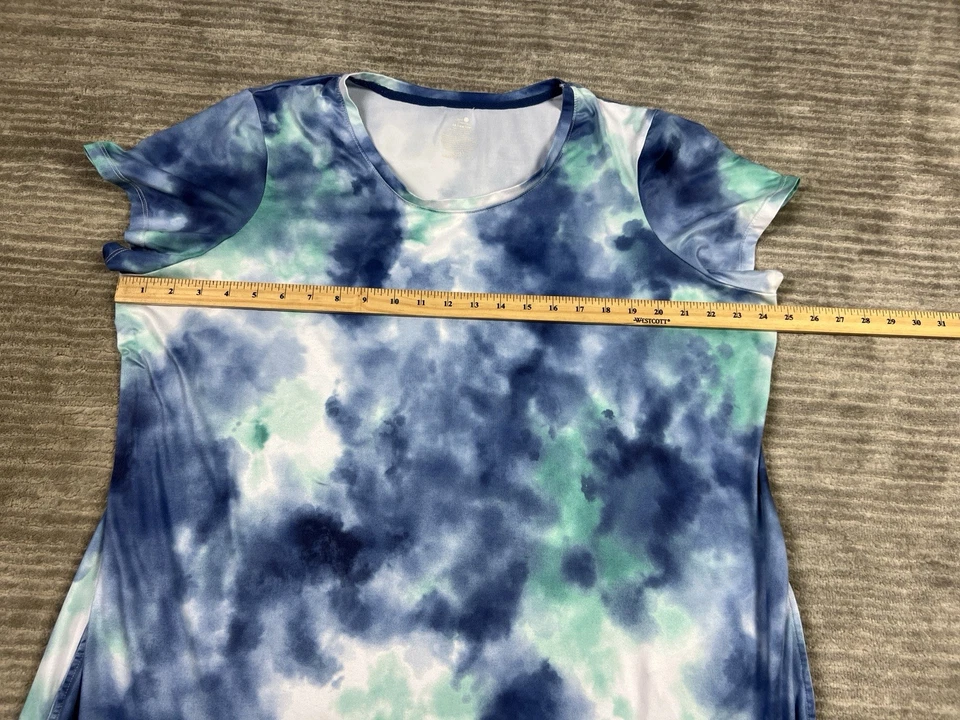Camisa de noche Secret Treasures para mujer 2X azul tie dye manga corta mezcla de poliéster Foto 4 de 4