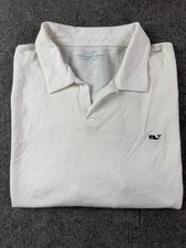 Vineyard Vines Men  s Linen Blend Short Sleeve Polo Shirt Size L White