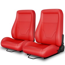 2 Pcs Universal Classic Pvc Obs Style Seats Low Back Bucket Seats W Sliders Red 2 Pcs Universal Classic Pvc Obs Style Seats Low Back Bucket Seats W Sliders Red