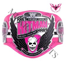 Bret Hart Legacy Championship Hitman Replica Title  Belt 2mm Brass  Pink / black