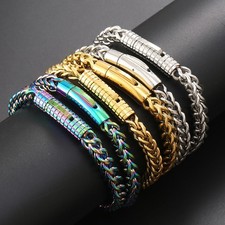 6mm 316L Stainless Steel Cuban Link Chain Hip Hop Men Bracelet Daily Jewelry