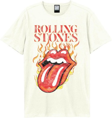 The Rolling Stones T-Shirt Herren Amplified Collection - Hot Tongue altweiß