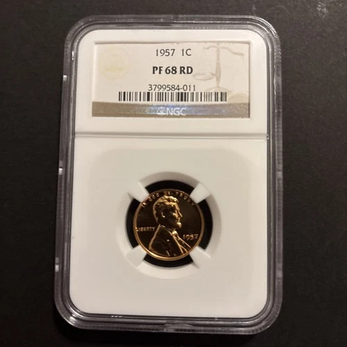 1957 1C Proof Lincoln Cent NGC PF 68 RD