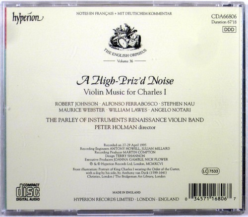 HYPERION High Priz'd Noise VIOLIN MUSIC FOR CHARLES I (CD, 1996, UK) CDA-66806 - Imagen 4 de 4