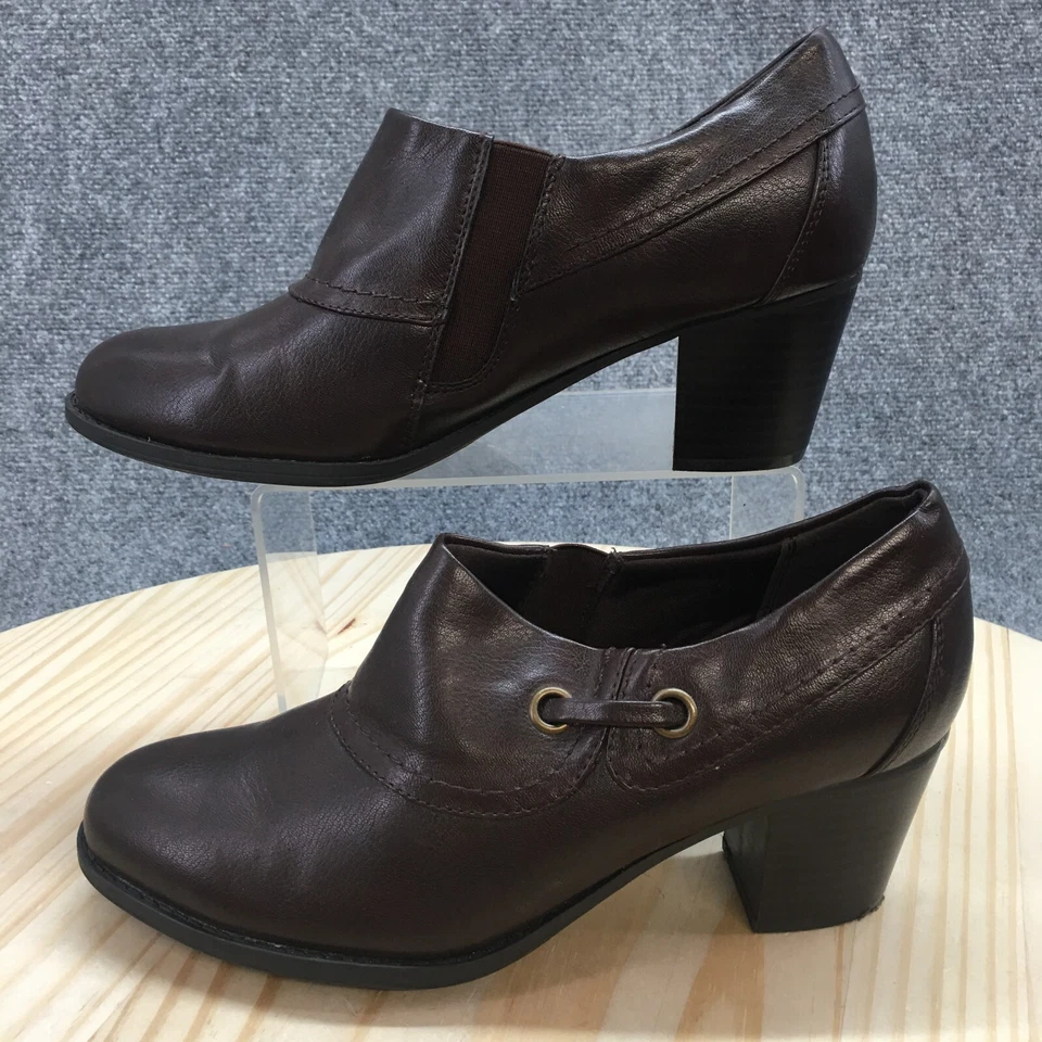 Yuu Botas Mujer 9 M Nelman Botines Tacones Marrón Imitación Cuero Pull On Foto 2 de 4