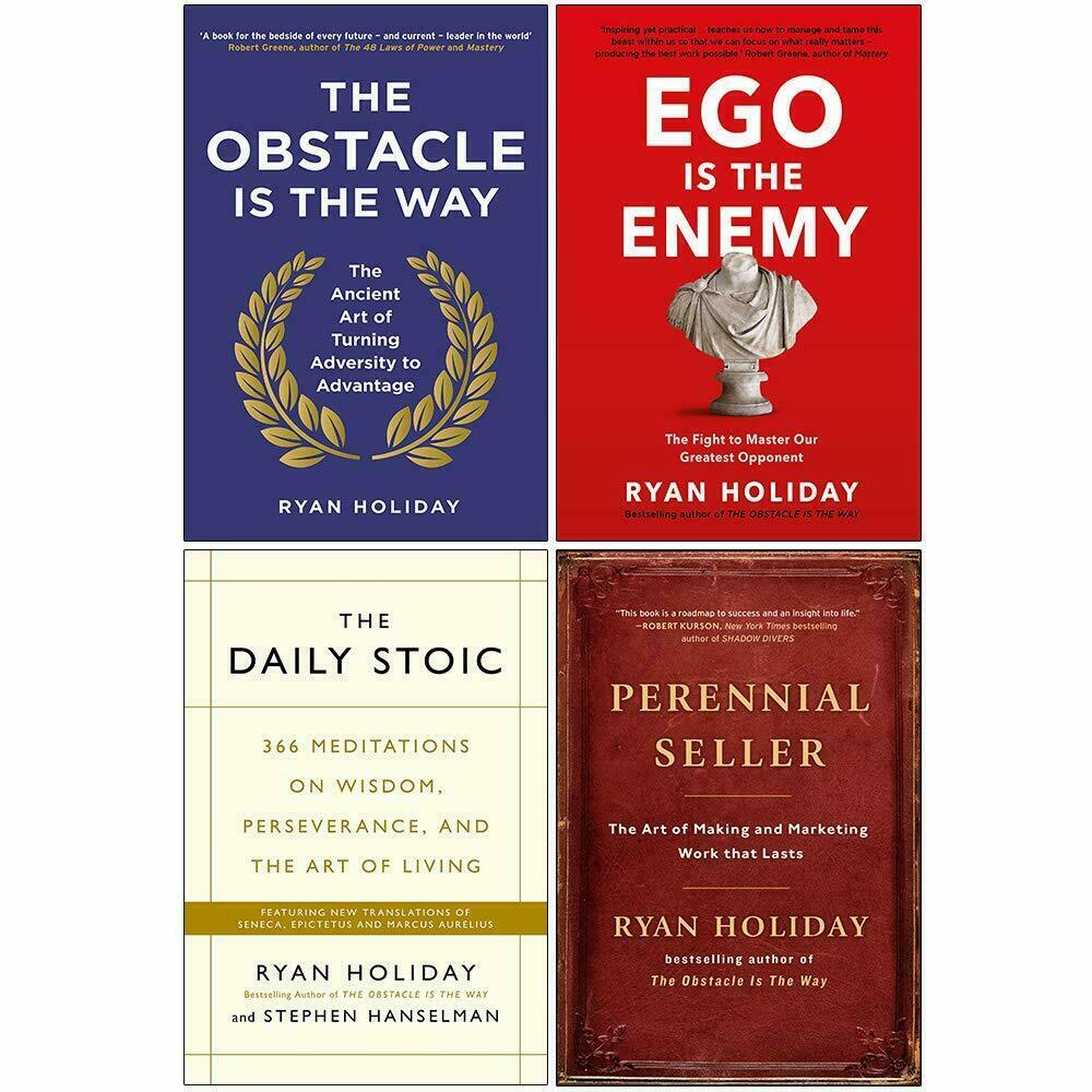 Ryan Holiday Collection 4 Books Set The Obstacle, Ego,The Daily Stoic,Perennial
