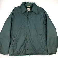 PORT OF CALL Vtg 70s Green Mechanic Coach's JACKET Fleece Lined Coat Men's L