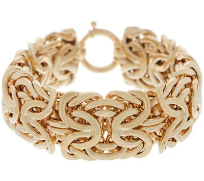 Adorna Bold Mirror Byzantine Bracelet with Senora Lock Real 14K Yellow Gold QVC 
