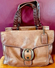 COACH Purse Brown Leather Legacy Bleecker Tattersall Satchel #11420