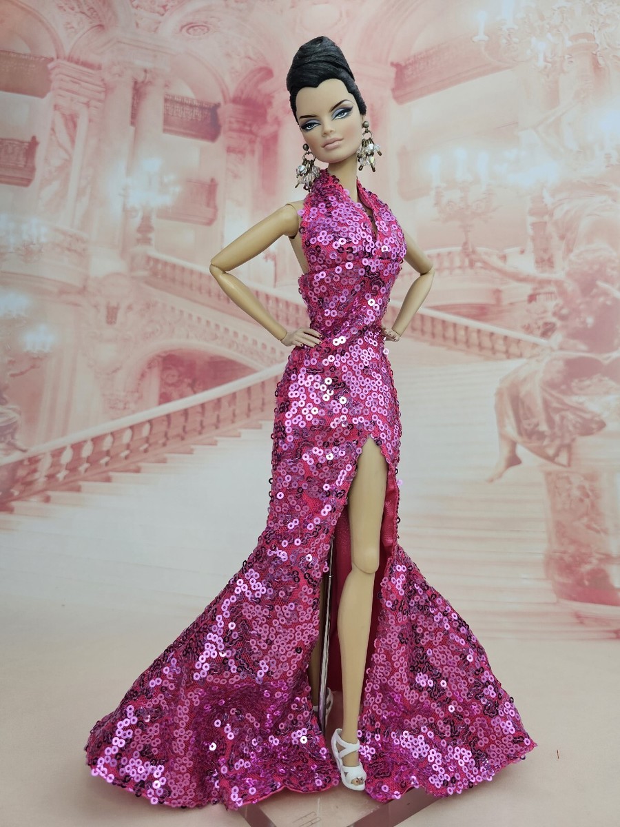 Evening Gown Pretty Barbie Dresses Pink Evening Dress 1/6 Doll