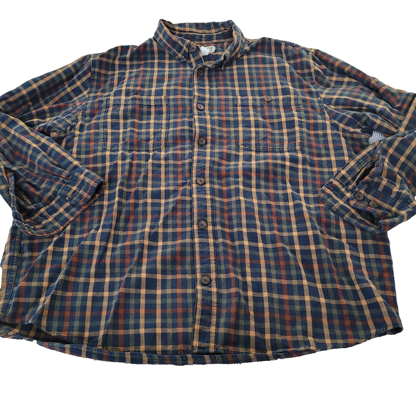 Duluth Shirt Mens XL Blue Yellow Plaid Flannel Button Up Long Sleeve Outdoor