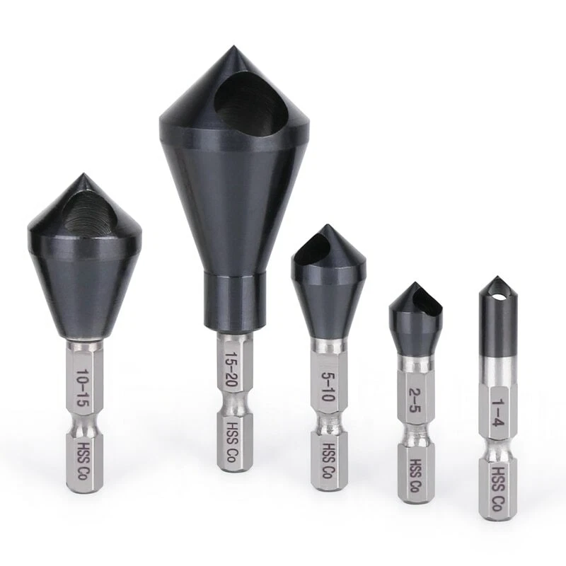 Chamfer Countersink Deburring Drill Bits Cutting Metal Wood Tool 1 4 Hex Shank