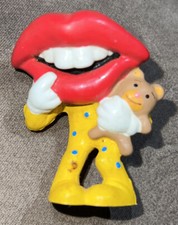 Vintage 1980s Tang Hot Lips Mouth 2" PVC Figure Pajamas Teddy Bear General Foods