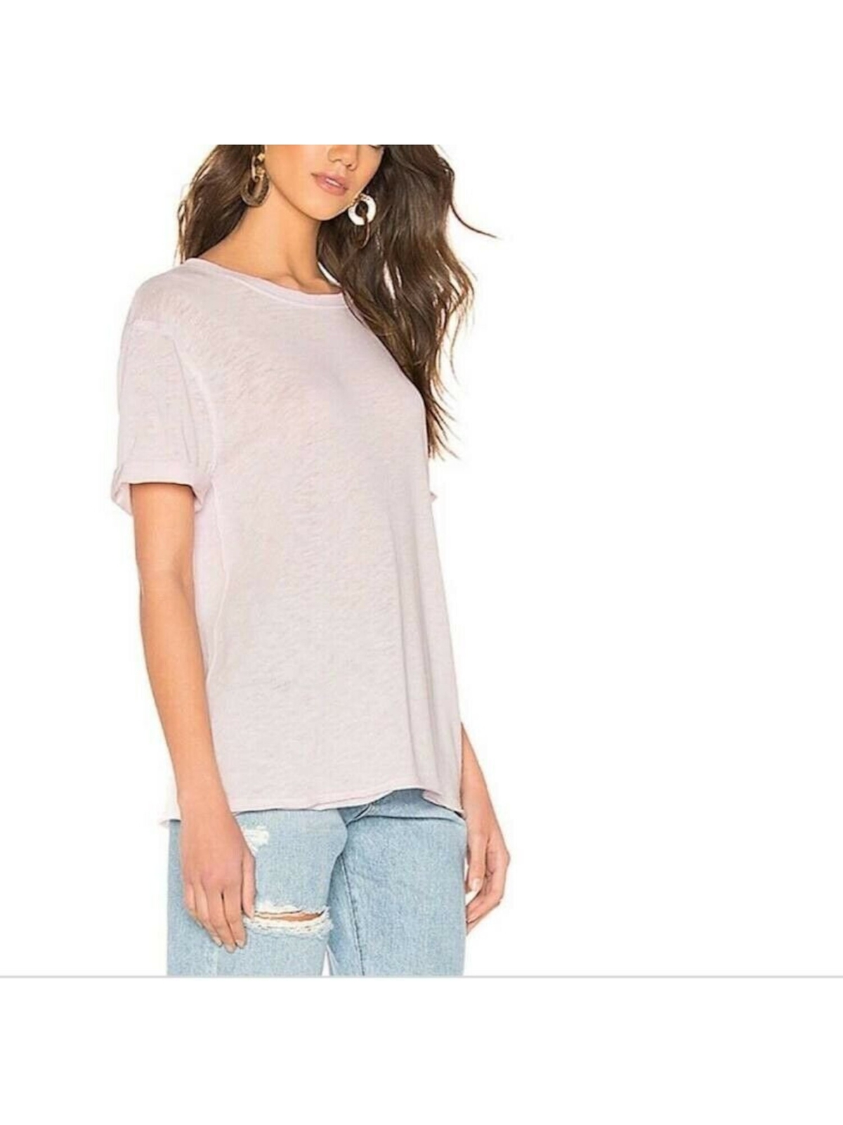 Женский фиолетовый топ с круглым вырезом и коротким рукавом FREE PEOPLE Размер: XS