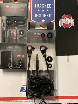 Ohio State Buckeyes Earbuds with Mic Stereo Studio Sound Noise Cancellation