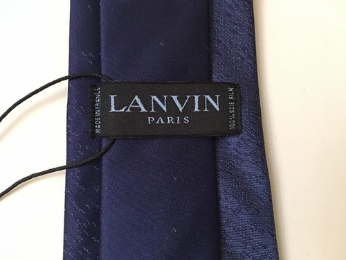 LANVIN Paris France Navy Neck Tie 100% Silk Brand New NWT - Picture 5 of 5