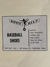 Spot Bilt Inc. Baseball Shoes Cambridge Massachusetts 1957 Baseball 5X3 Ad