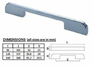 2 X 96MM Hermoso Cocina Puerta Armario Tiradores Cajonera Tiradores