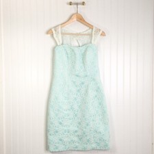 Morilee Womens Sheath Dress Blue White Floral Sweetheart Neck Sleeveless Lace