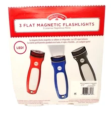 Flat Magnetic Flashlights LED Pack of 3 Holiday Time Sleek Super Bright Slim