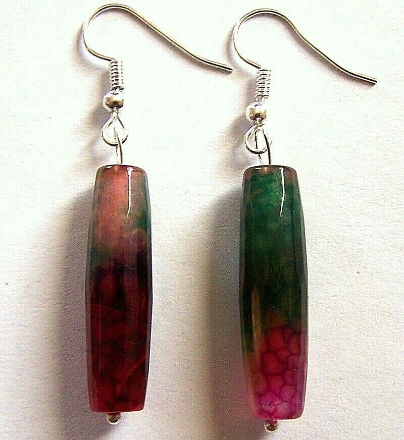Parure collier et BO agates véritables façonnées à la main