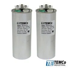 TEMCo 50+5 uf/MFD 370-440 VAC volts Round Dual Run Capacitor 50/60 Hz -Lot-2