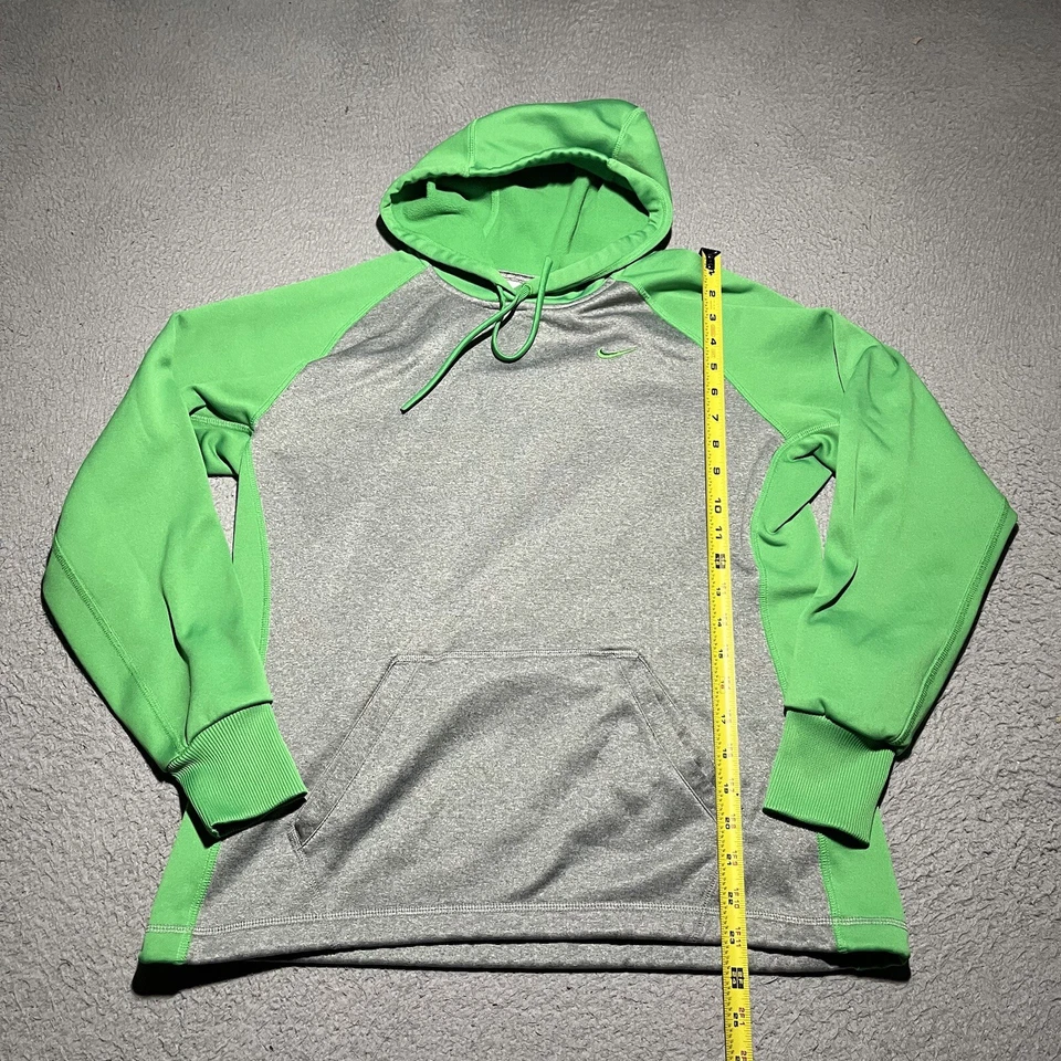 耐克连帽衫女式中号Therma Fit运动衫长袖灰色绿色 — 第 2/4 张图片