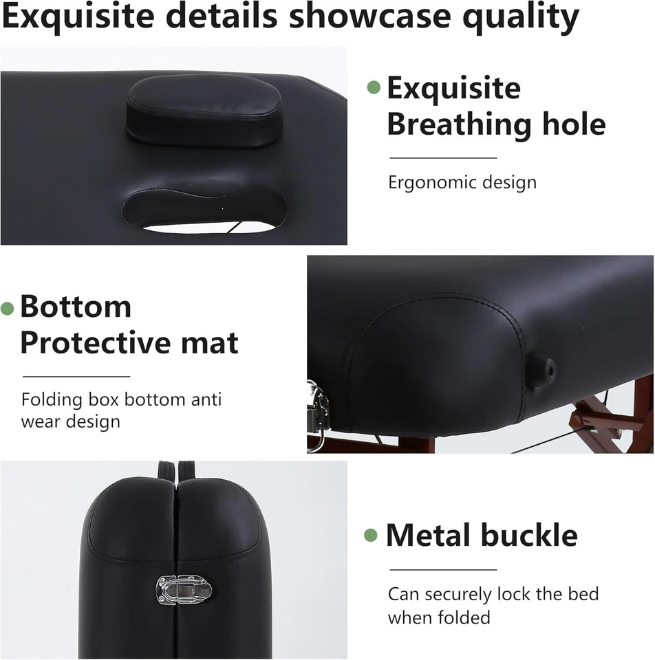 Cama de Masaje Cama de 2 Pestañas Plegable Mesa de Masaje Portátil Spa Cama Altura Ajustable Foto 3 de 4