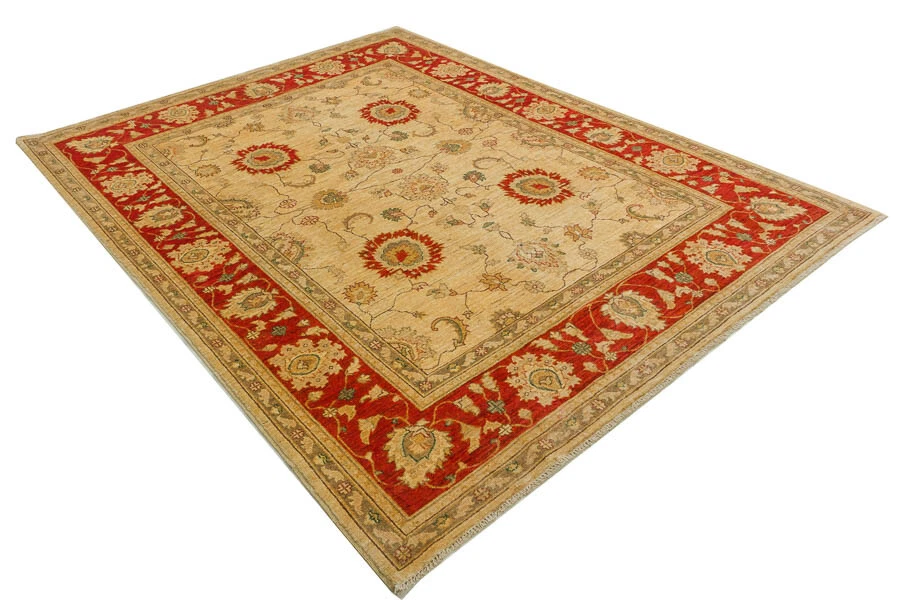 Alfombra Afghan Chobi Ziegler anudada a mano 200x250 beige lana oriental Foto 3 de 4
