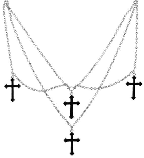 Halloween Black Cross Necklace Gothic Fancy Dress Costume Jewellery