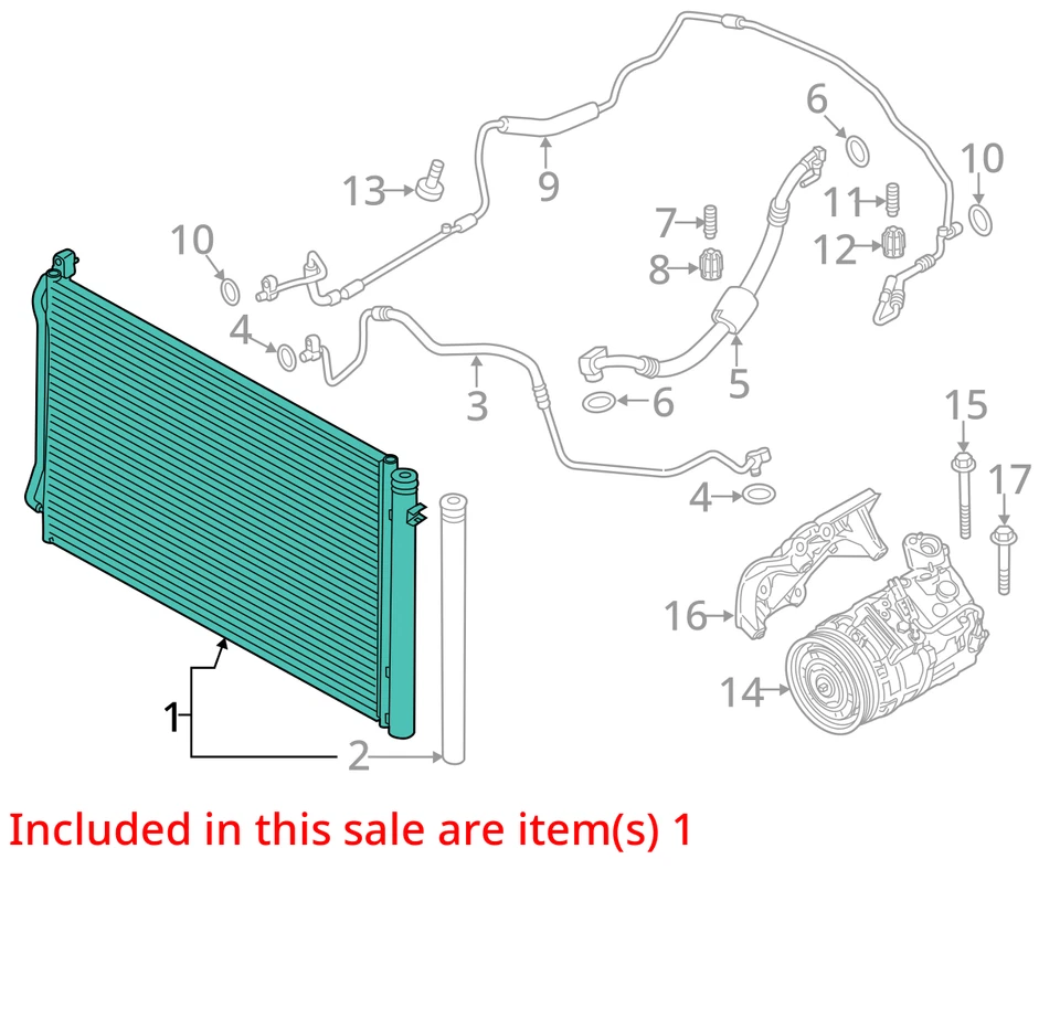 BMW 128i 2008-2013 condensador de aire acondicionado 157 k OEM LKQ Foto 4 de 4