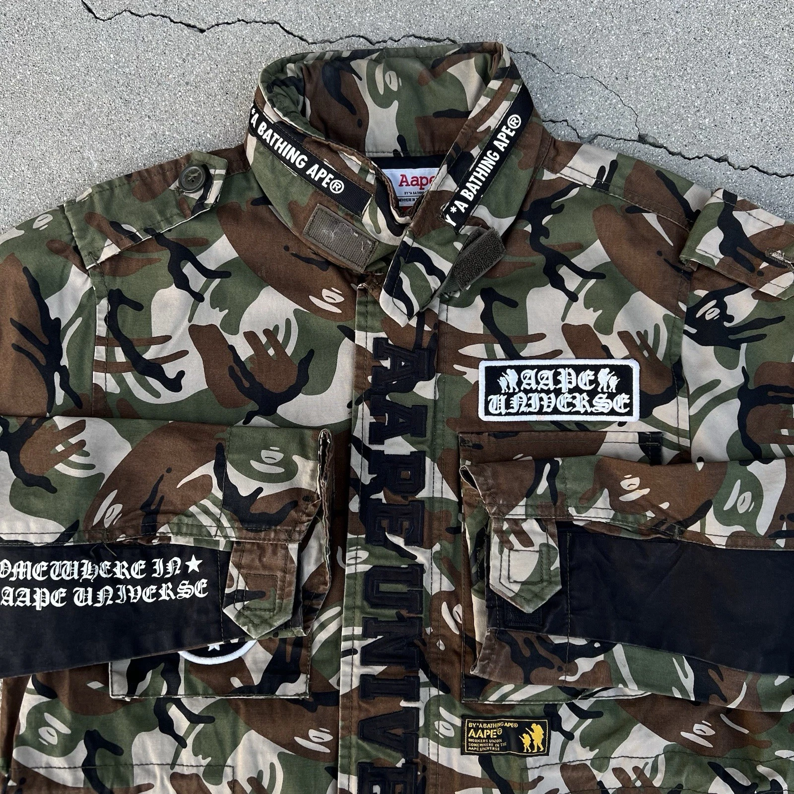 Vintage 2000’s Aape Bape Bathing Ape Full-Zip Military Camo Jacket L image 1