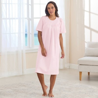 Calida Medium Short Sleeve Nightgown  Pale Pink 100% Cotton Sleepwear