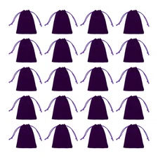 20pcs Flocked Drawstring Bag 2.8 x 3.5" Jewelry Pouches Gift Bags, Deep Purple