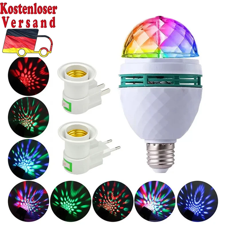 9W E27 RGB Led Lamp Bulb Magic Color Projector Auto Rotating Stage Light AC85-26 - Bild 2 von 4