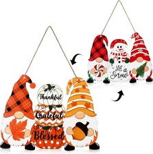 Reversible Fall Door Earth tones autumn orange, possibly white or blue