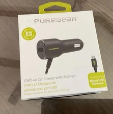 Puregear 17w/3.4A Car Charger (Micro USB) /w USB Ports / Charges 2 Devices