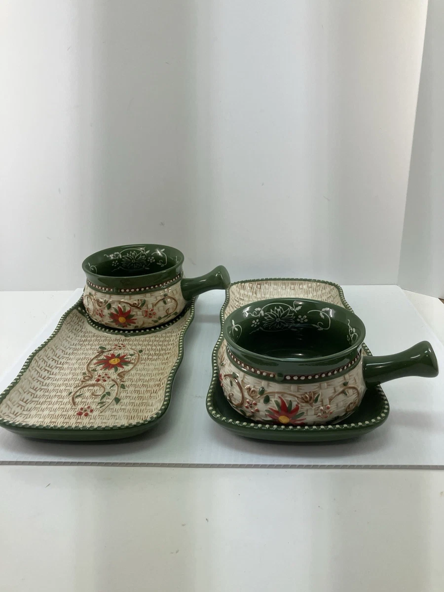 Set Temptations Old World - Mug Et Assiette Snack - Grès Vert - Occasion