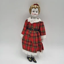 Vintage Silvestri Doll Porcelain Head, Hands, Feet, Cloth Body Handmade 8"