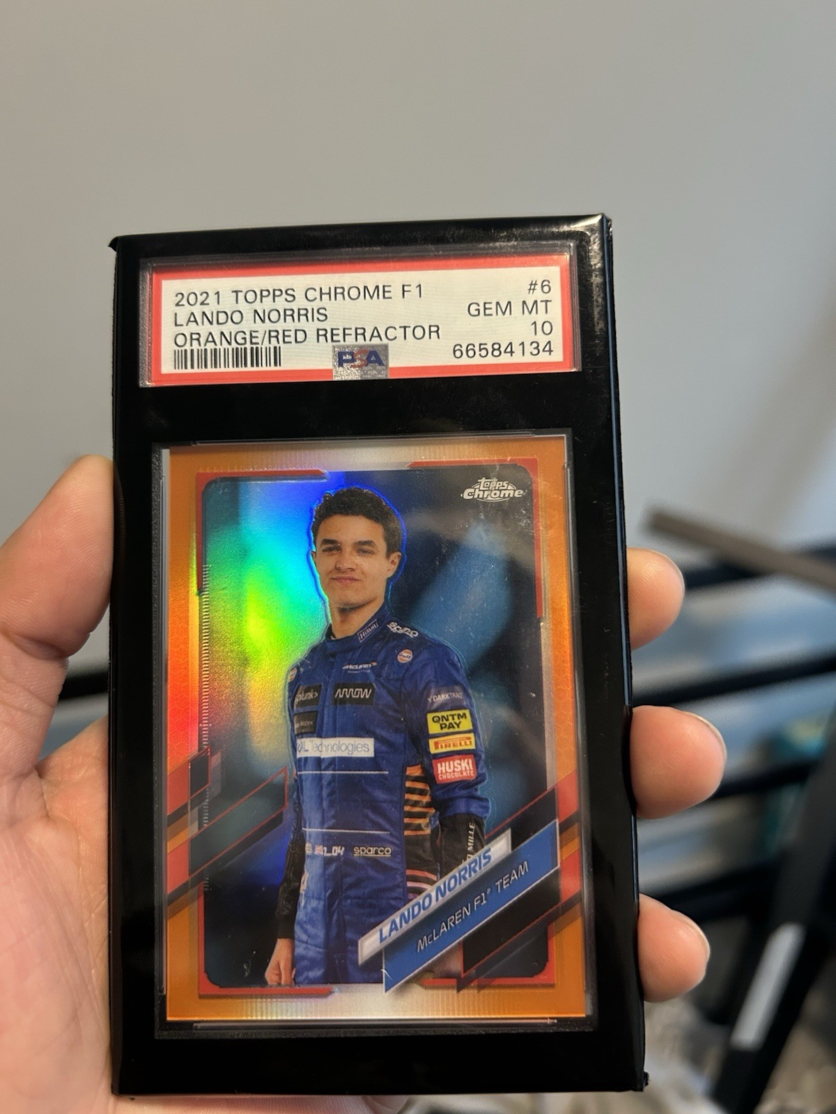 2021 Topps Chrome F1 #6 Lando Norris Orange/Red Refractor Portrait PSA 10