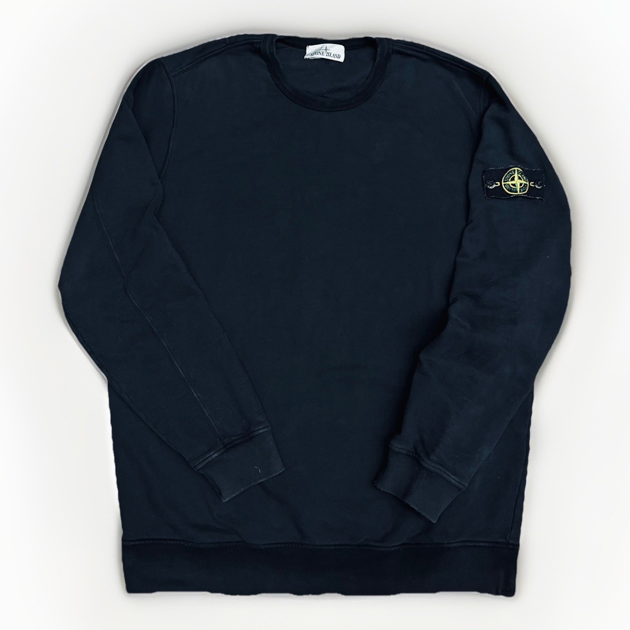 Stone Island Black Crewneck Sweatshirt Compass Patch Men’s Size 2XL 