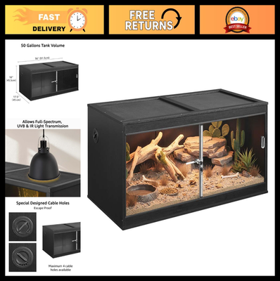50 Gallon Reptile Tank - Front Opening Terrarium for Leopard