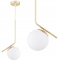 HäNgelampe Schlafzimmer Glas Gold Weiß Edel E27 L:14 Cm Pendelleuchte Wohnzimmer