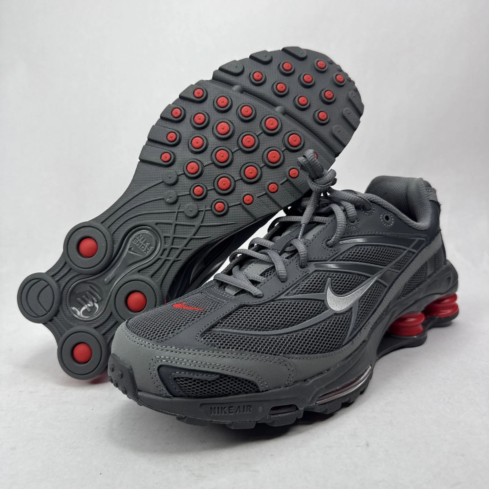 Nike Shox Ride 2 Shoes Smoke Grey/ Red Mens size 10.5 IM5999-084