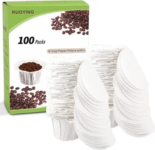 Disposable K Cup Coffee Paper Filters with Lid, Fits All Single Serve Brands (10