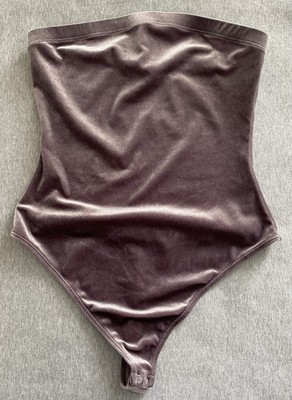 Forever21 Women's Velvet Lavender Sparkly Size L Halter Thong Bodysuit