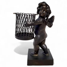 Bed Bath & Beyond Bronze Iron Cherub/ Angel Votive Candle Holder 3" x 5" x 7"