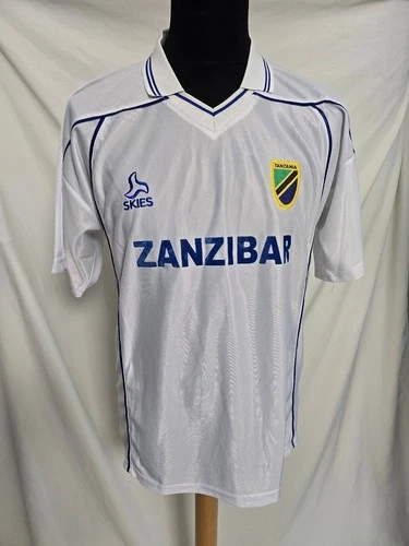 Tanzania Zanzibar White Short Sleeve Logo Skies Sport Football Tshirt Shirt