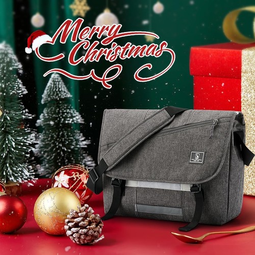 OIWAS Messenger Bag for Men, 15.6 Inch Laptop Crossbody Bags Inch, Grey - Picture 7 of 7